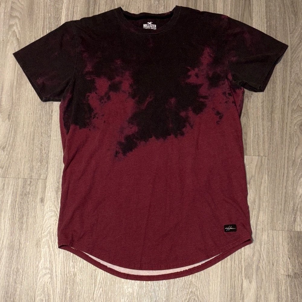 Hollister Maroon and Black Tie-Dye Tee